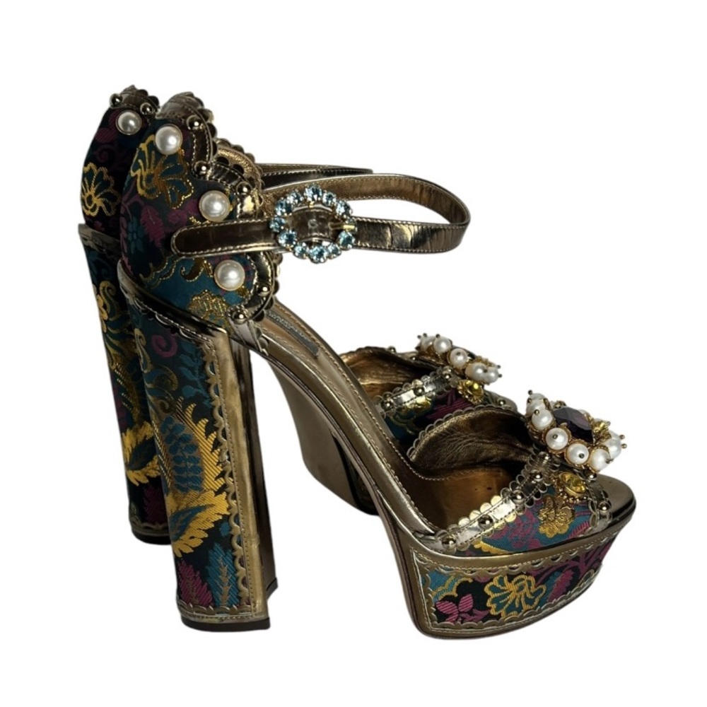 Dolce & Gabbana Gold and Jewel-Toned Heels - Picture 7 of 9